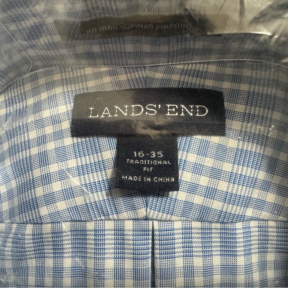 (Never opened) Lands' End Men's Blue Checkered Shirt - Picture 3 of 4